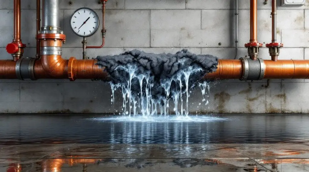 Professional restoration technicians performing industrial water extraction after a commercial pipe burst in an Irvine commercial facility to restore business operations.